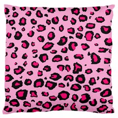 Pink Leopard Large Flano Cushion Case (one Side)