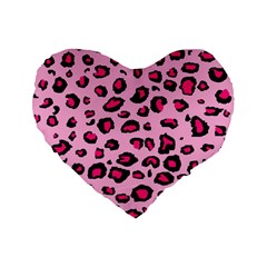 Pink Leopard Standard 16  Premium Flano Heart Shape Cushions