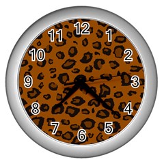 Dark Leopard Wall Clocks (silver)  by TRENDYcouture