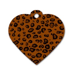 Dark Leopard Dog Tag Heart (two Sides) by TRENDYcouture