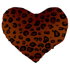 Dark Leopard Large 19  Premium Flano Heart Shape Cushions by TRENDYcouture