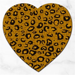 Golden Leopard Jigsaw Puzzle (heart) by TRENDYcouture