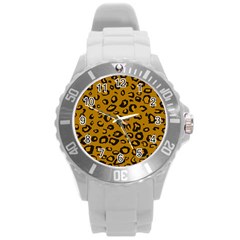 Golden Leopard Round Plastic Sport Watch (l) by TRENDYcouture