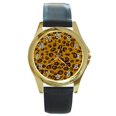 Classic Leopard Round Gold Metal Watch by TRENDYcouture