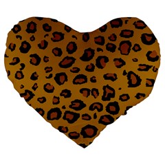 Classic Leopard Large 19  Premium Flano Heart Shape Cushions by TRENDYcouture