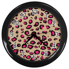 Pink Leopard 2 Wall Clocks (black) by TRENDYcouture