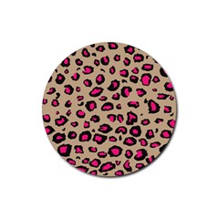 Pink Leopard 2 Rubber Coaster (round) 