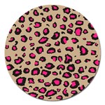 Pink Leopard 2 Magnet 5  (Round) Front