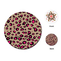 Pink Leopard 2 Playing Cards (round) 