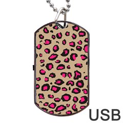 Pink Leopard 2 Dog Tag Usb Flash (one Side)