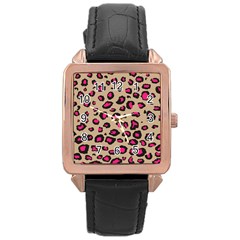 Pink Leopard 2 Rose Gold Leather Watch  by TRENDYcouture