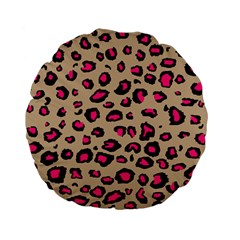 Pink Leopard 2 Standard 15  Premium Flano Round Cushions by TRENDYcouture