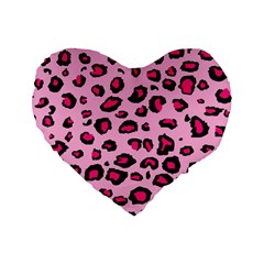 Pink Leopard Standard 16  Premium Heart Shape Cushions by DreamCanvas