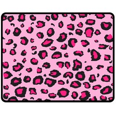 Pink Leopard Double Sided Fleece Blanket (medium)  by DreamCanvas