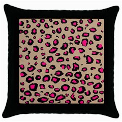 Pink Leopard 2 Throw Pillow Case (black) by DreamCanvas