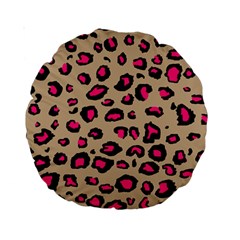 Pink Leopard 2 Standard 15  Premium Round Cushions