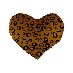 Golden Leopard Standard 16  Premium Heart Shape Cushions by DreamCanvas