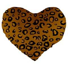 Golden Leopard Large 19  Premium Heart Shape Cushions