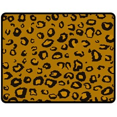 Golden Leopard Double Sided Fleece Blanket (medium)  by DreamCanvas