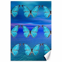 Blue Butterflies Canvas 12  X 18   by icarusismartdesigns