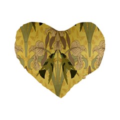 Art Nouveau Standard 16  Premium Flano Heart Shape Cushions by NouveauDesign