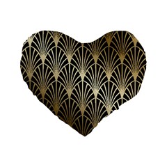 Art Deco Standard 16  Premium Flano Heart Shape Cushions by NouveauDesign