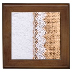 Parchement,lace And Burlap Framed Tiles by NouveauDesign