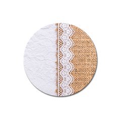 Parchement,lace And Burlap Magnet 3  (round) by NouveauDesign