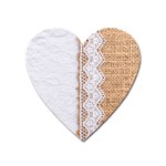 Parchement,lace and burlap Heart Magnet Front