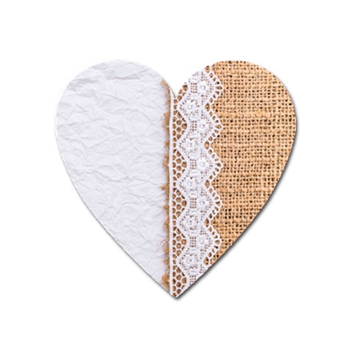 Parchement,lace and burlap Heart Magnet