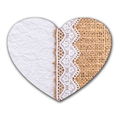 Parchement,lace And Burlap Heart Mousepads by NouveauDesign