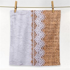 Parchement,lace And Burlap Face Towel by NouveauDesign