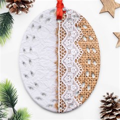 Parchement,lace And Burlap Ornament (oval Filigree) by NouveauDesign