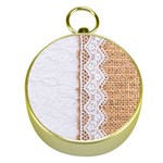 Parchement,lace and burlap Gold Compasses Front