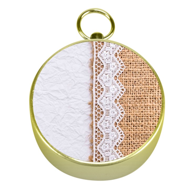 Parchement,lace and burlap Gold Compasses