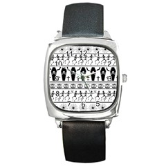 Halloween Pattern Square Metal Watch by ValentinaDesign