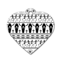 Halloween Pattern Dog Tag Heart (two Sides) by ValentinaDesign