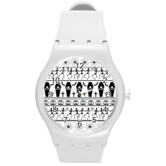 Halloween Pattern Round Plastic Sport Watch (m) by ValentinaDesign