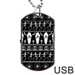 Halloween Pattern Dog Tag Usb Flash (two Sides) by ValentinaDesign