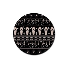 Halloween Pattern Rubber Round Coaster (4 Pack)  by ValentinaDesign