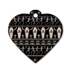 Halloween Pattern Dog Tag Heart (two Sides) by ValentinaDesign