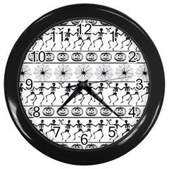 Halloween Pattern Wall Clocks (black) by ValentinaDesign