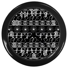 Halloween Pattern Wall Clocks (black) by ValentinaDesign