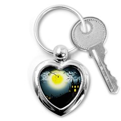 Halloween Landscape Key Chains (heart)  by ValentinaDesign