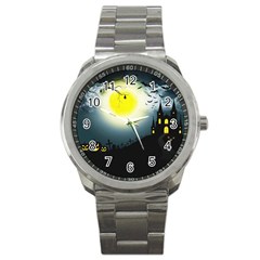 Halloween Landscape Sport Metal Watch