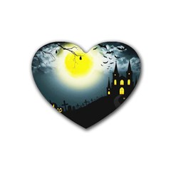 Halloween Landscape Heart Coaster (4 Pack)  by ValentinaDesign