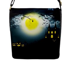 Halloween Landscape Flap Messenger Bag (l)  by ValentinaDesign