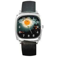 Halloween landscape Square Metal Watch