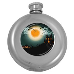 Halloween Landscape Round Hip Flask (5 Oz) by ValentinaDesign