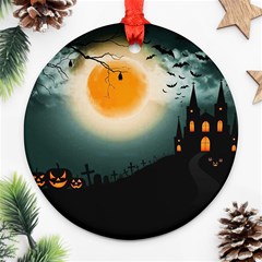 Halloween landscape Round Ornament (Two Sides)